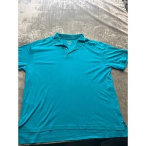 LL‎ Bean Polo Shirt Mens Large Teal Blue Traditional Fit Short Sleeve Casual